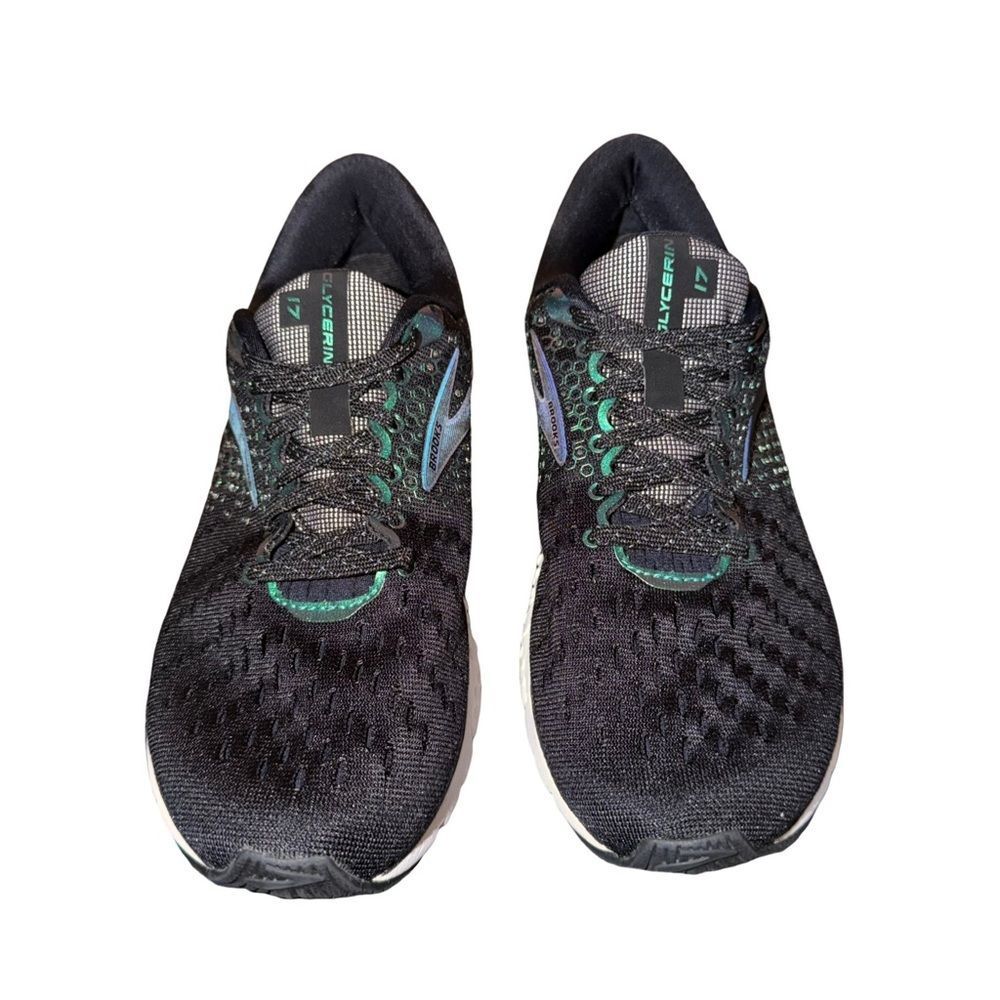 Brooks glycerin 17 Black with Teal Accent Athletic Running Shoe size 7.5 - Picture 3 of 6